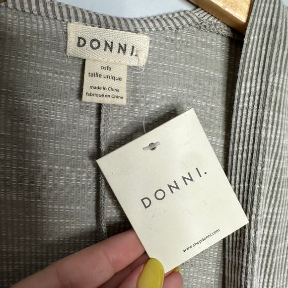 DONNI‎ Women's Gray Textured Sand Wash Cotton Blend Open Fron Cardigan OSFA NWT - Picture 4 of 7